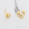 OPEN-HEART NESTING HEART WITHIN A HEART 316L SURGICAL STEEL L-SHAPE NOSE RING